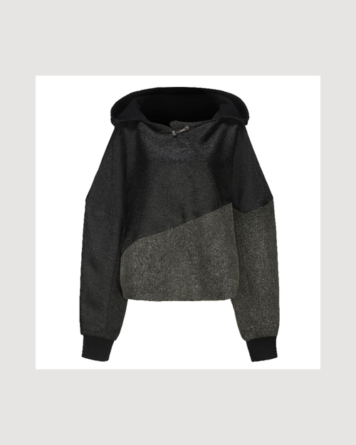 Han Patchwork Double Fleece Layer Hoodie