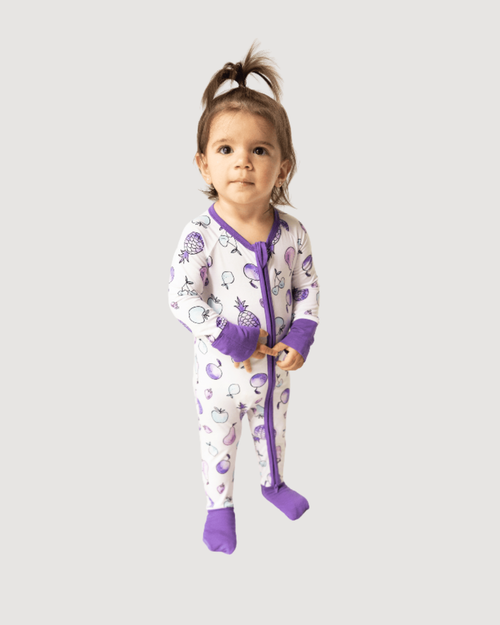 Zippered Romper in Watercolor Fruit