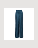 Fu Brocade Wide Leg Track Pants Forest Blue