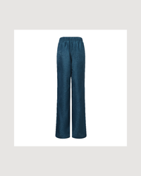 Fu Brocade Wide Leg Track Pants Forest Blue