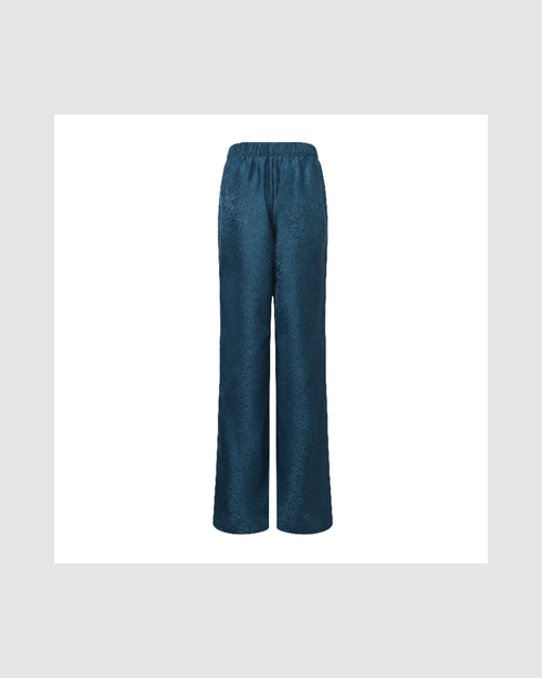 Fu Brocade Wide Leg Track Pants Forest Blue