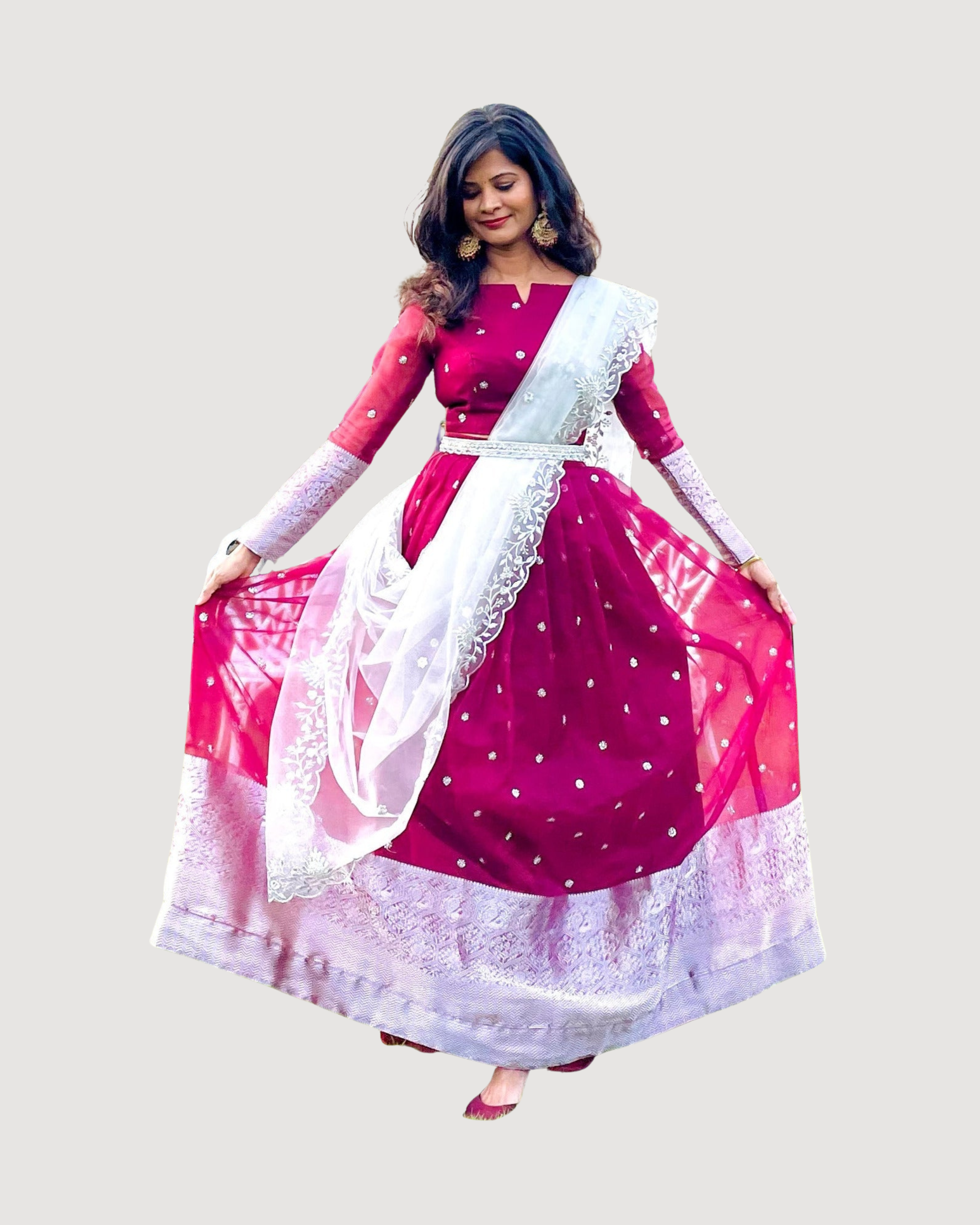 Organza serenade lehenga set - Burgundy