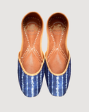Indigo Blue Punjabi Leather Jutti | Indian Women's Traditional Wear Mojari | Women's Khussa Shoes | Indian Wedding Jutti | Indian Ballet Flats