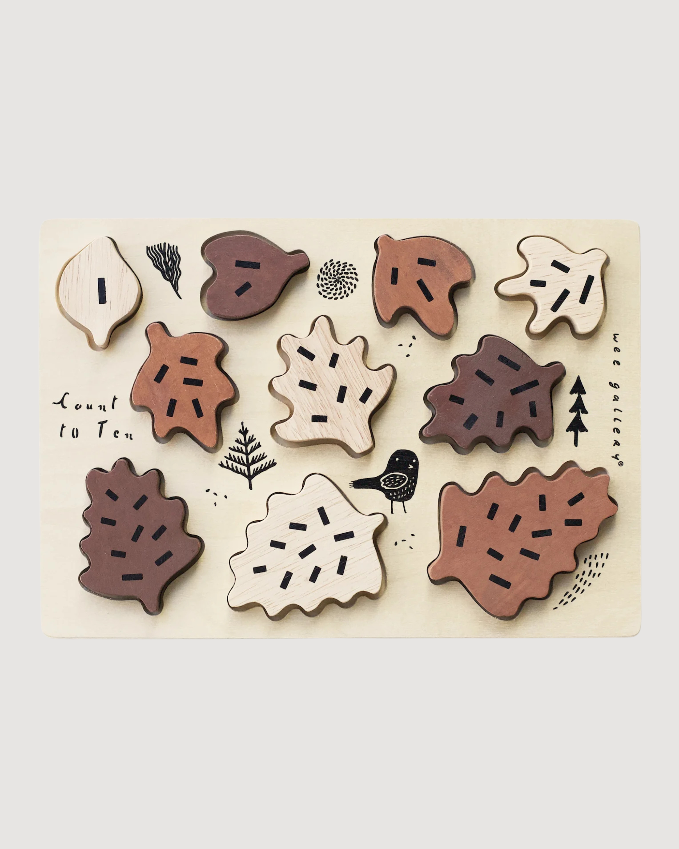 Wooden Tray Puzzle - Count to 10 Leaves