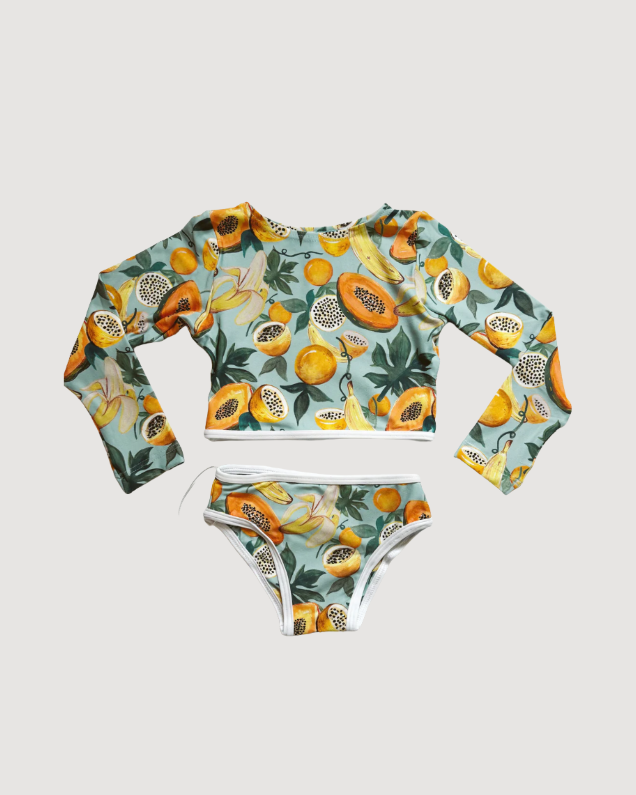 Stevie Two Piece Kids Swimsuit, Papaya - CULTR