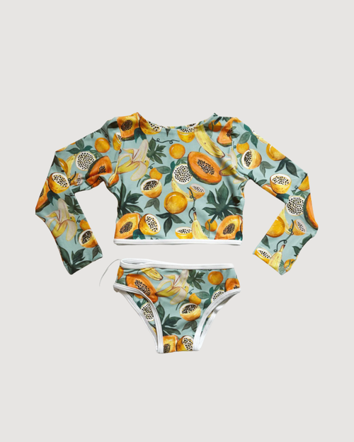 Stevie Two Piece Kids Swimsuit, Papaya - CULTR