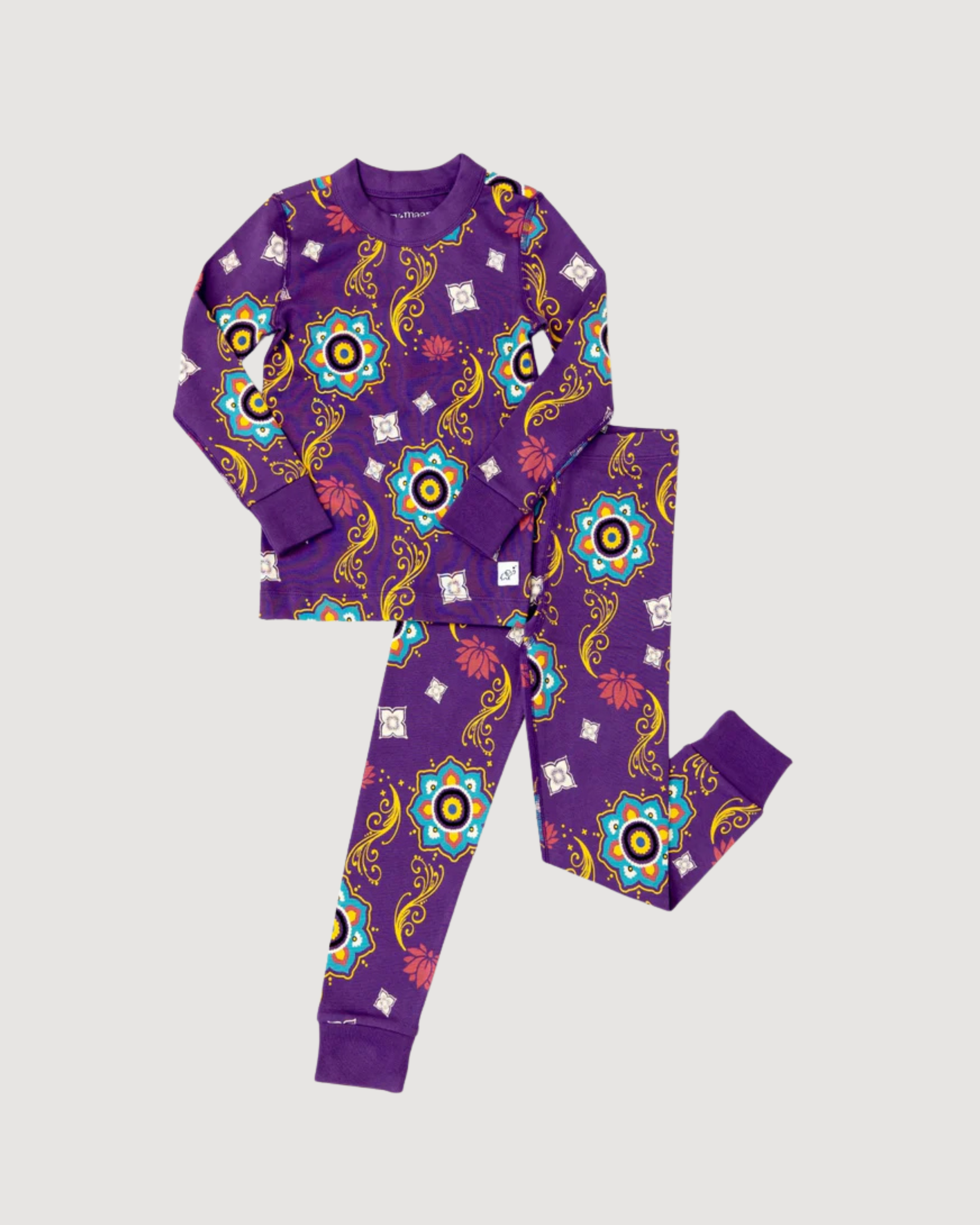 Big Kid Pajama Set – Purple Rangoli