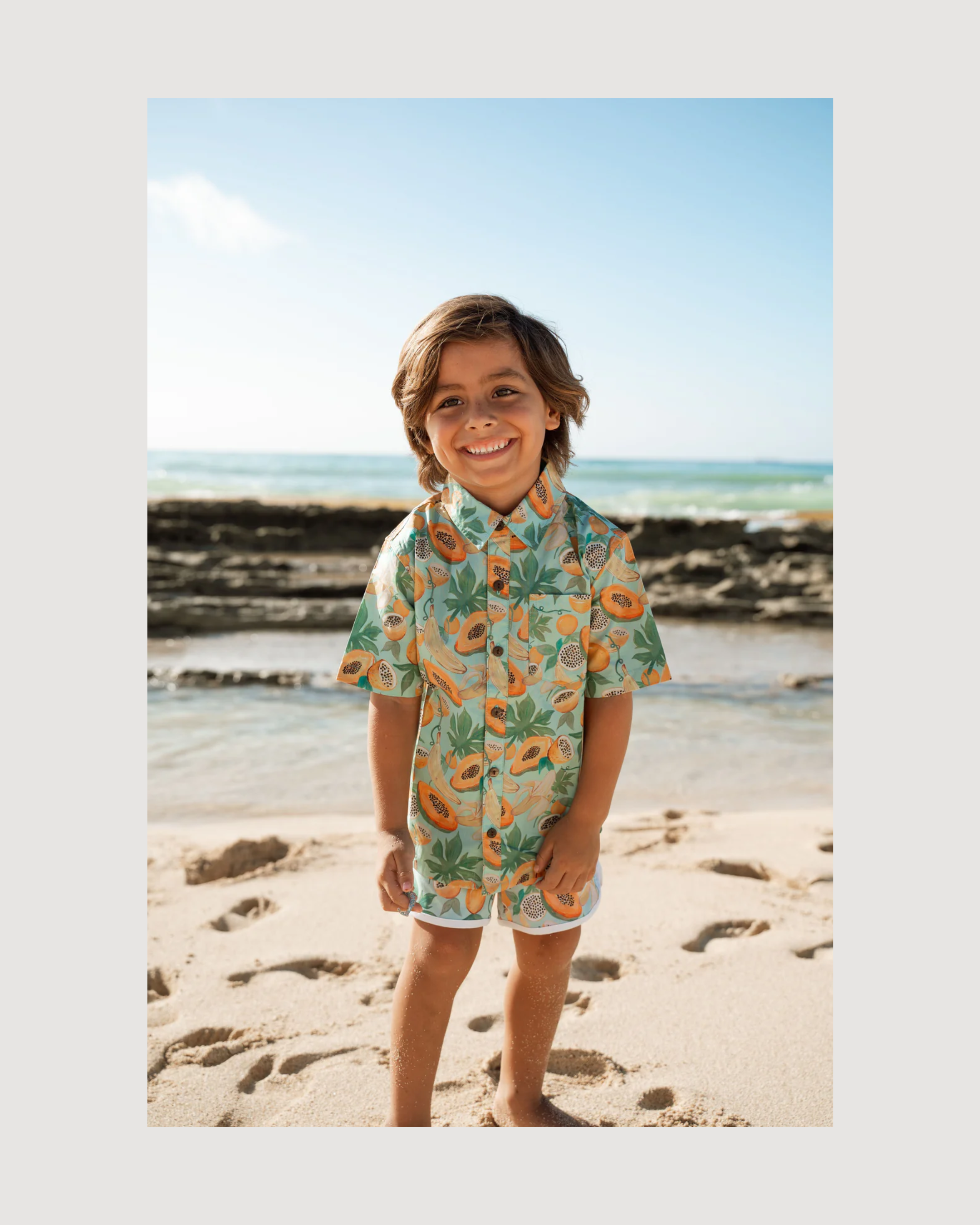 Papaya Print Kids Aloha Shirt - CULTR