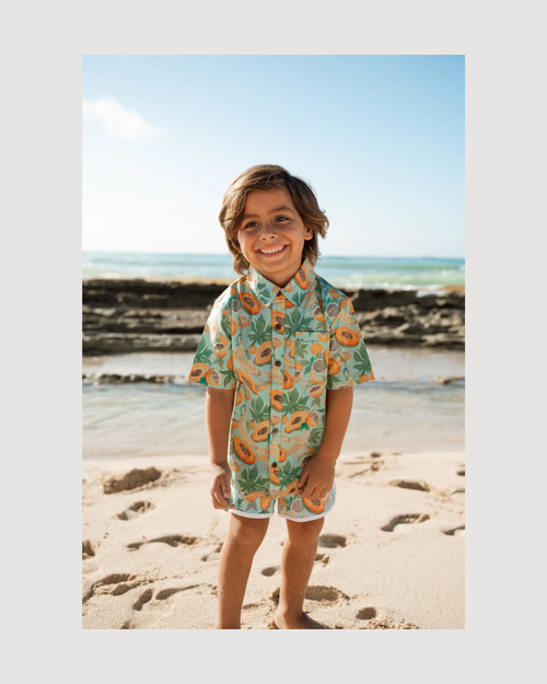 Papaya Print Kids Aloha Shirt - CULTR