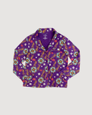 Adult Long Sleeve Button-Down Top – Purple Rangoli