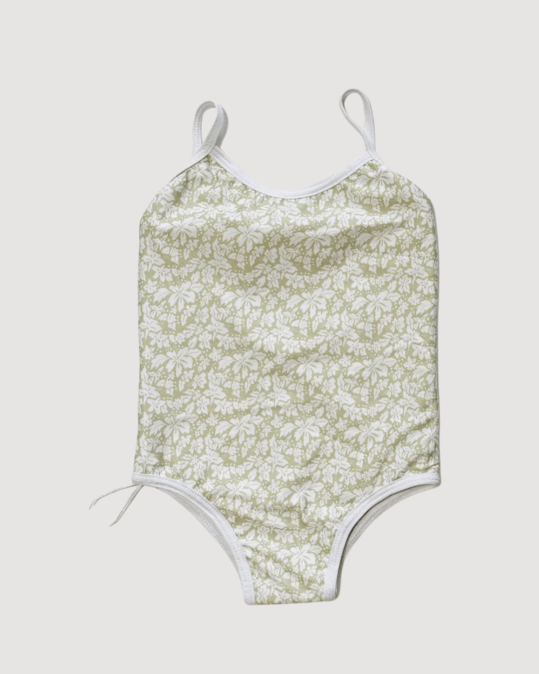 Millie One Piece Kids Swimsuit, Green Hibiscus - CULTR