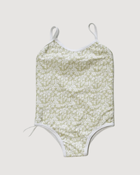 Millie One Piece Kids Swimsuit - Green Hibiscus
