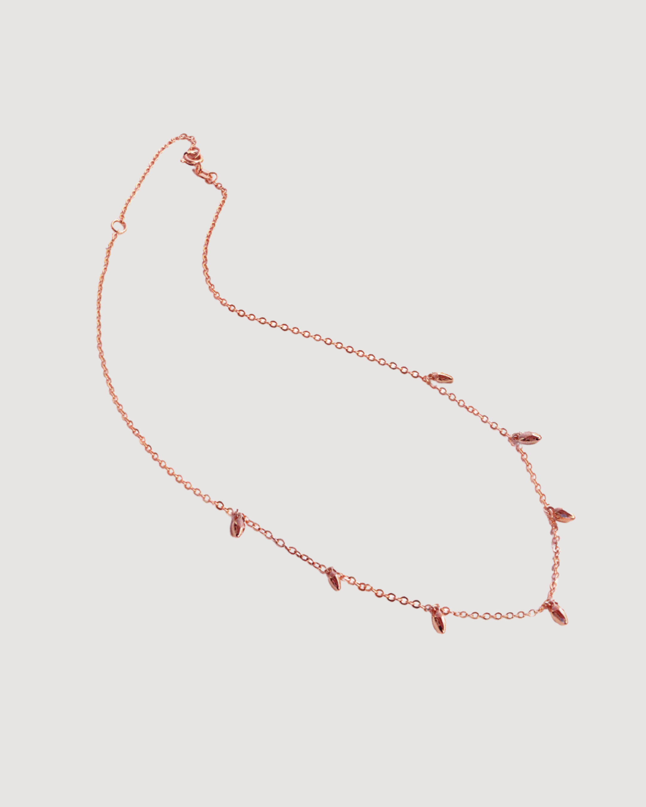 RICE Bead Chain Strand Necklace | 18K Rose Gold Over Sterling Silver