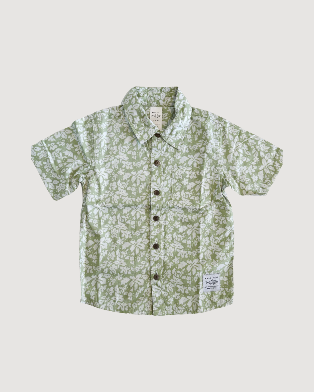 Green Hibiscus Kids Aloha Shirt