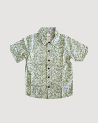Green Hibiscus Kids Aloha Shirt