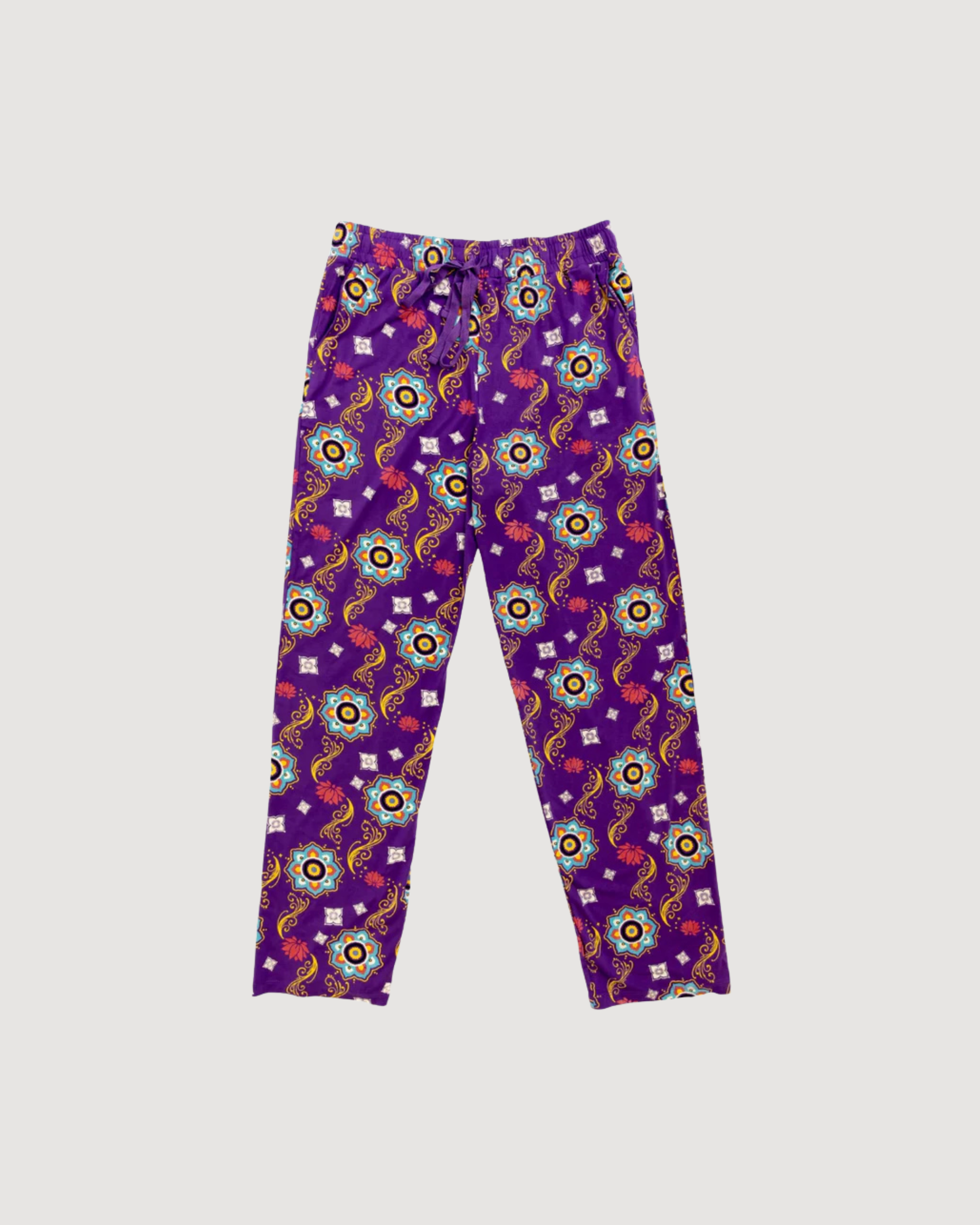 Adult Unisex Pajama Pants – Purple Rangoli