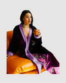 Adult Robe – Velvet & Satin – Purple Rangoli