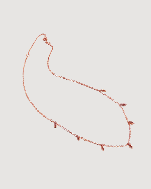 RICE Bead Chain Strand Necklace | 18K Rose Gold Over Sterling Silver