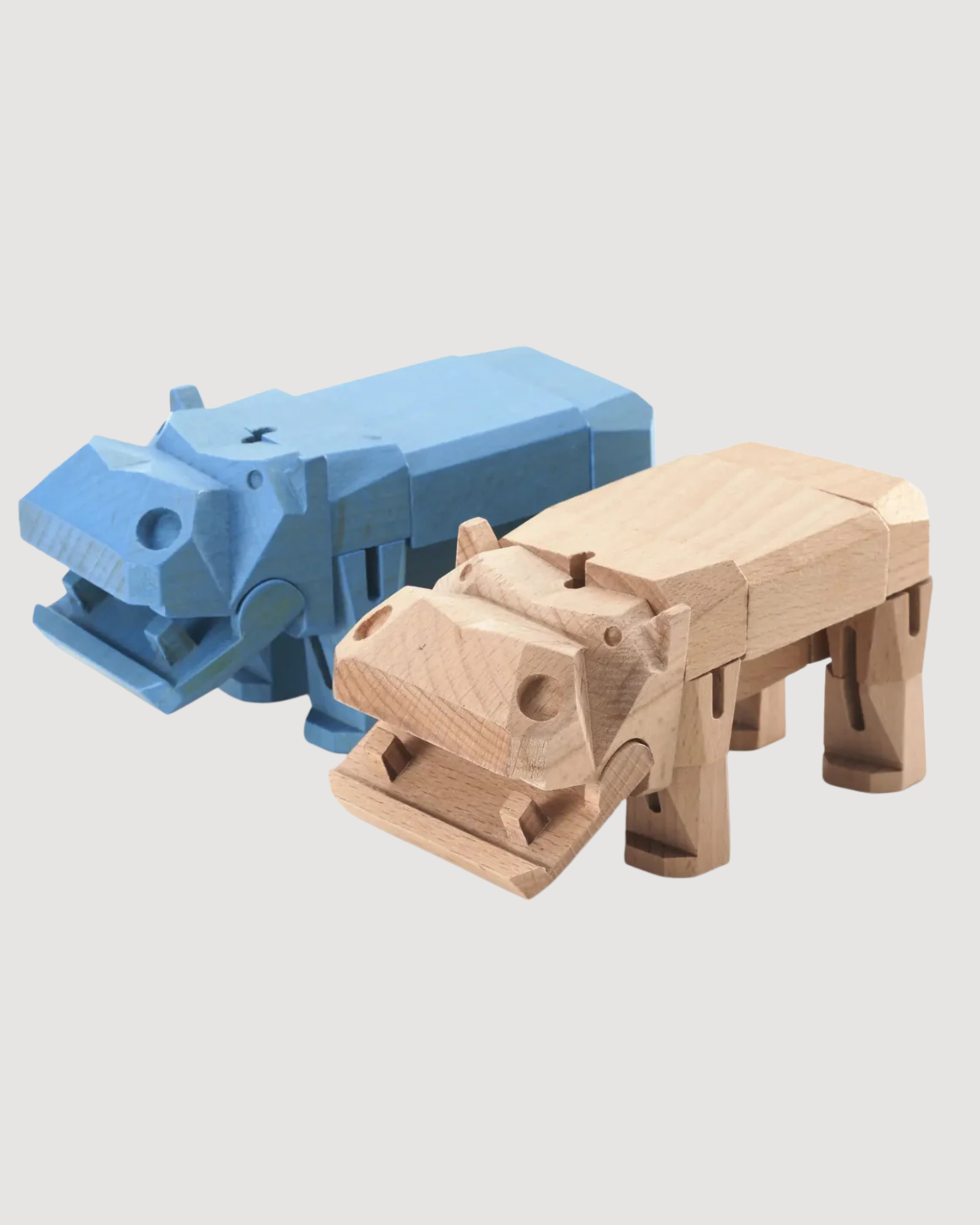 Morphits® Modern Wooden Hippo Decor – Interactive Puzzle & Art Piece