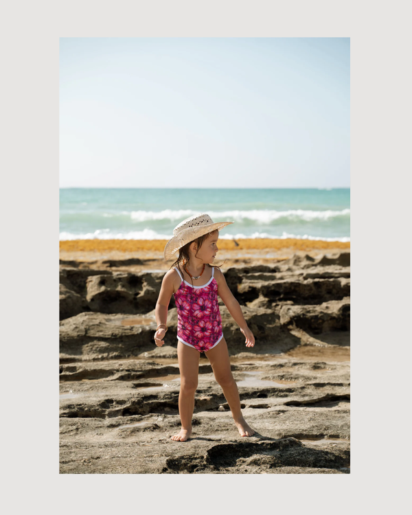 Millie One Piece Kids Swimsuit, Hibiscus Hunny - CULTR