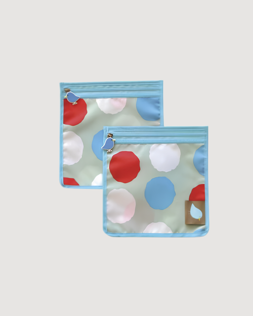 Food Storage and Reusable Food Snack Bags, Set of 2, Perfect Pouch- Imperfect Dots