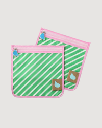 Food Storage and Reusable Food Snack Bags, Set of 2, Perfect Pouch- Kelly Stripe