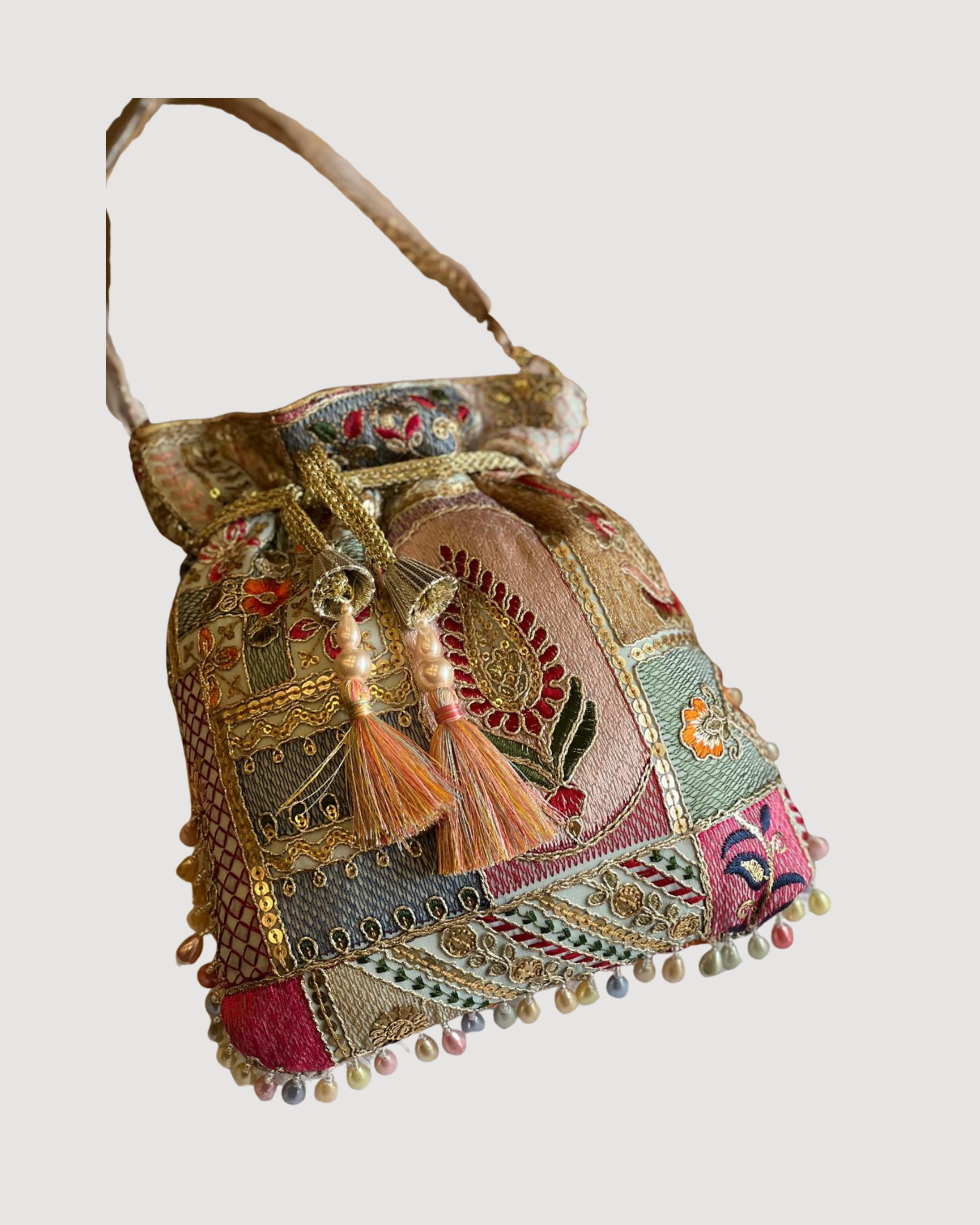 Multicolor Patchwork Embroidered Potli Bag