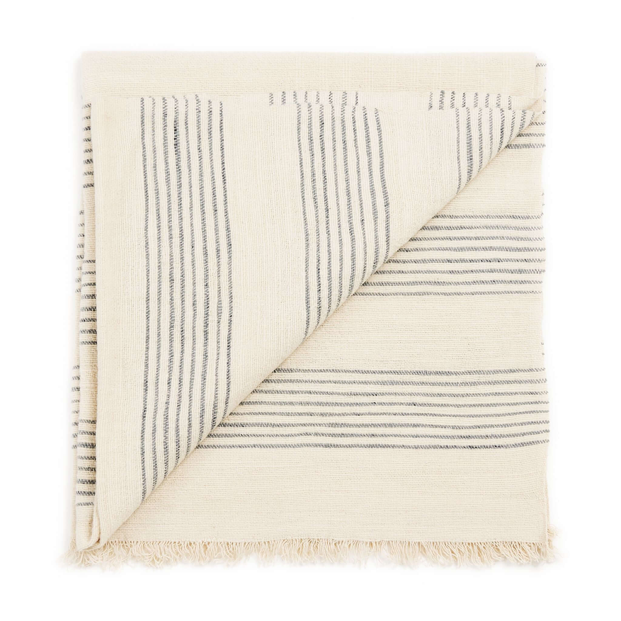 Silica Chalk Off White And Gray Stripes Handwoven Throw