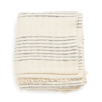 Silica Chalk Off White And Gray Stripes Pattern Soft Handwoven Merino Throw