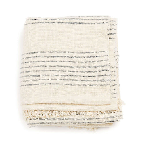 Silica Chalk Off White And Gray Stripes Handwoven Throw