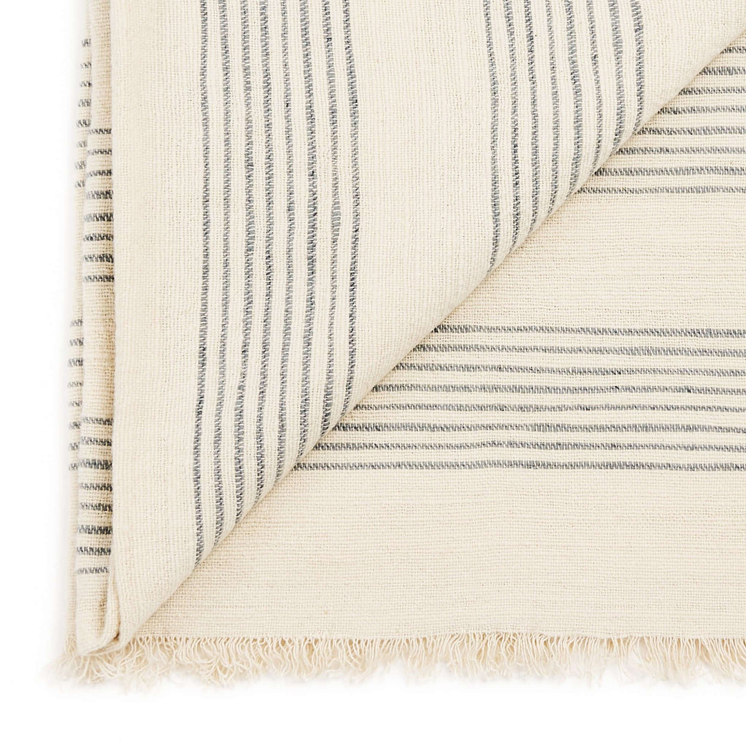 Silica Chalk Off White And Gray Stripes Handwoven Throw