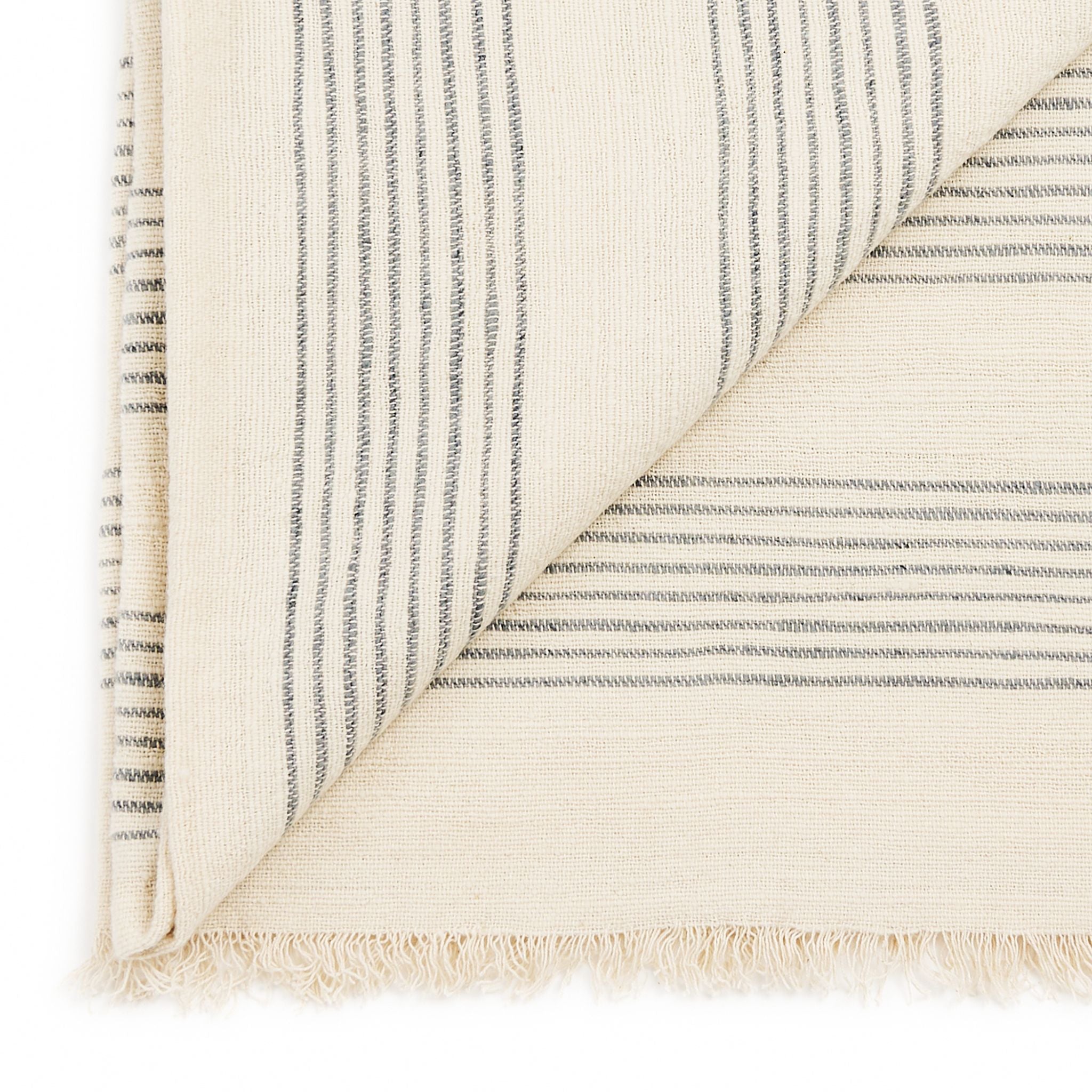 Silica Chalk Off White And Gray Stripes Pattern Soft Handwoven Merino Throw