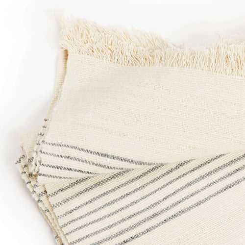 Silica Chalk Off White And Gray Stripes Handwoven Throw