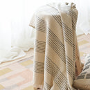 Silica Chalk Off White And Gray Stripes Pattern Soft Handwoven Merino Throw