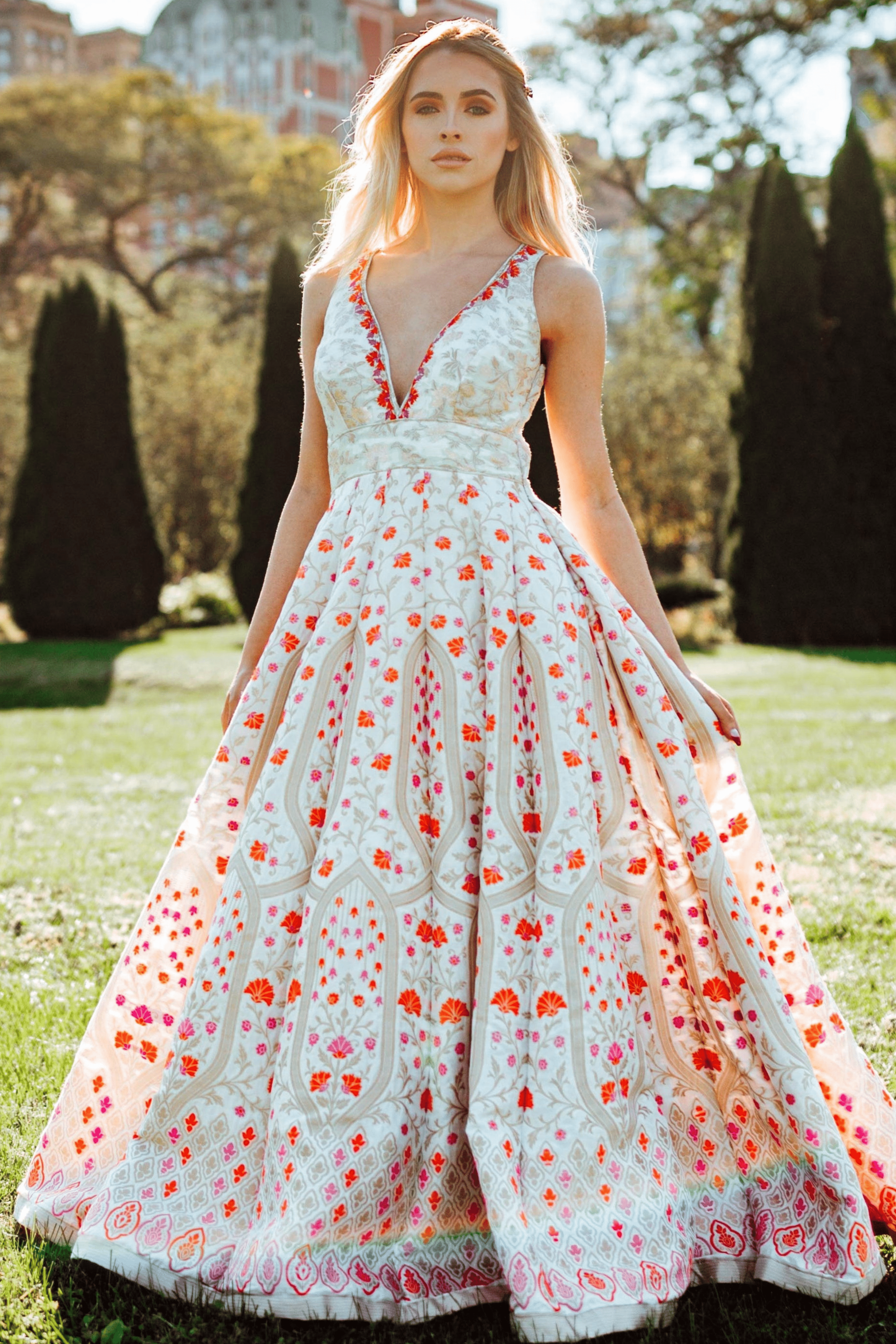 Silk Jacquard Gown Dress– Matte Gold Beige