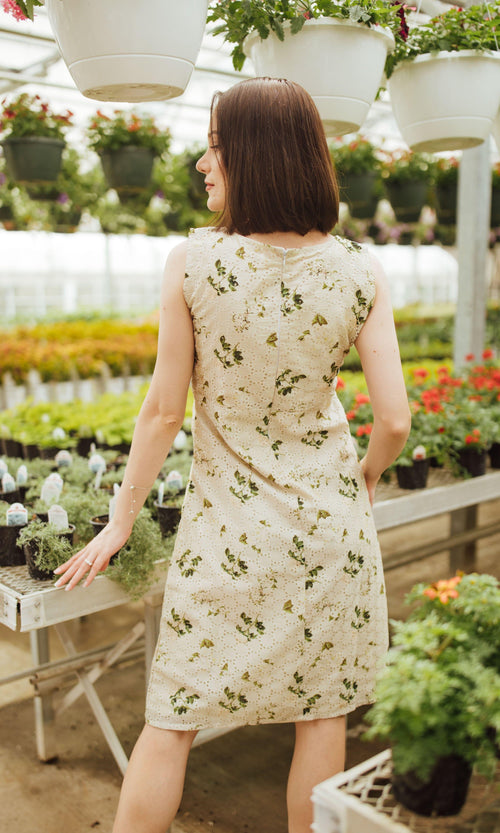 Silk Midi Dress with Eyelet Embroidery