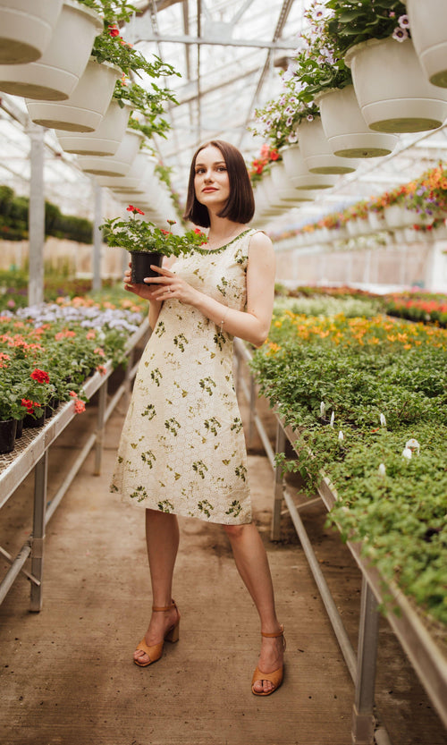 Silk Midi Dress with Eyelet Embroidery