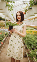 Silk Midi Dress with Eyelet Embroidery