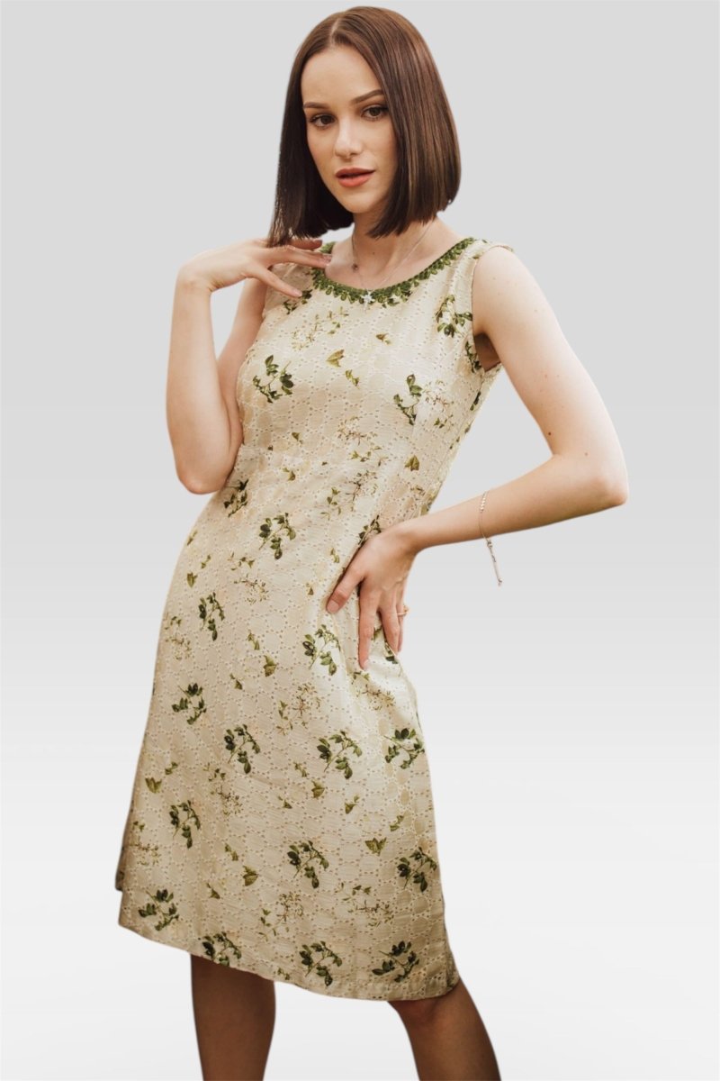 Silk Midi Dress with Eyelet Embroidery CULTR, by Created for Culture Silk Midi Dress with Eyelet Embroidery CULTR, by Created for Culture