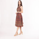 Sorrel Maroon Midi Dress with Embroidered Belt