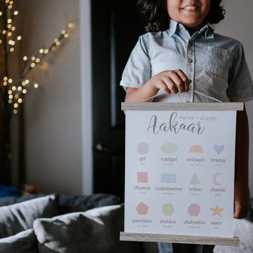 Bilingual Posters: Colors, Shapes, Numbers • Gujarati | Hindi