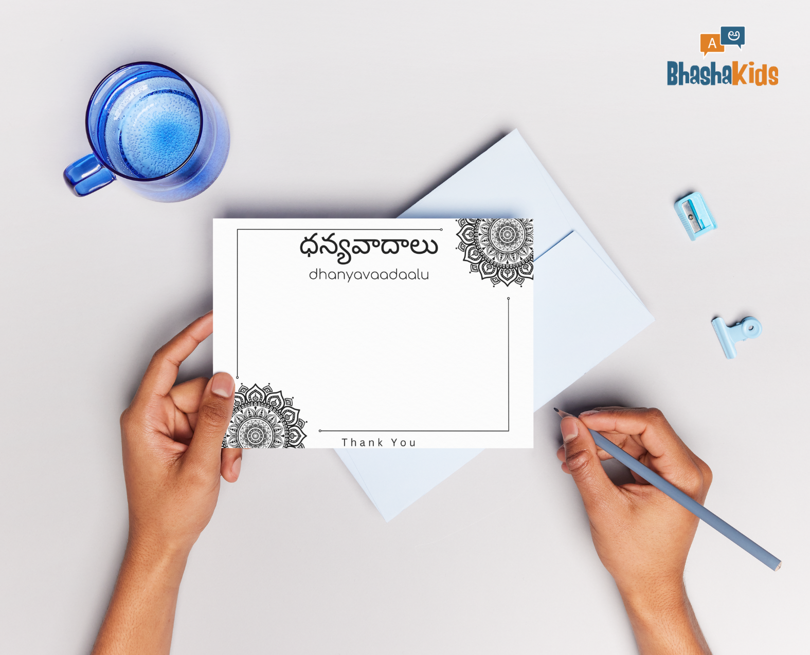 Bilingual Thank You Cards: Hindi, Malayalam, Tamil, Telugu