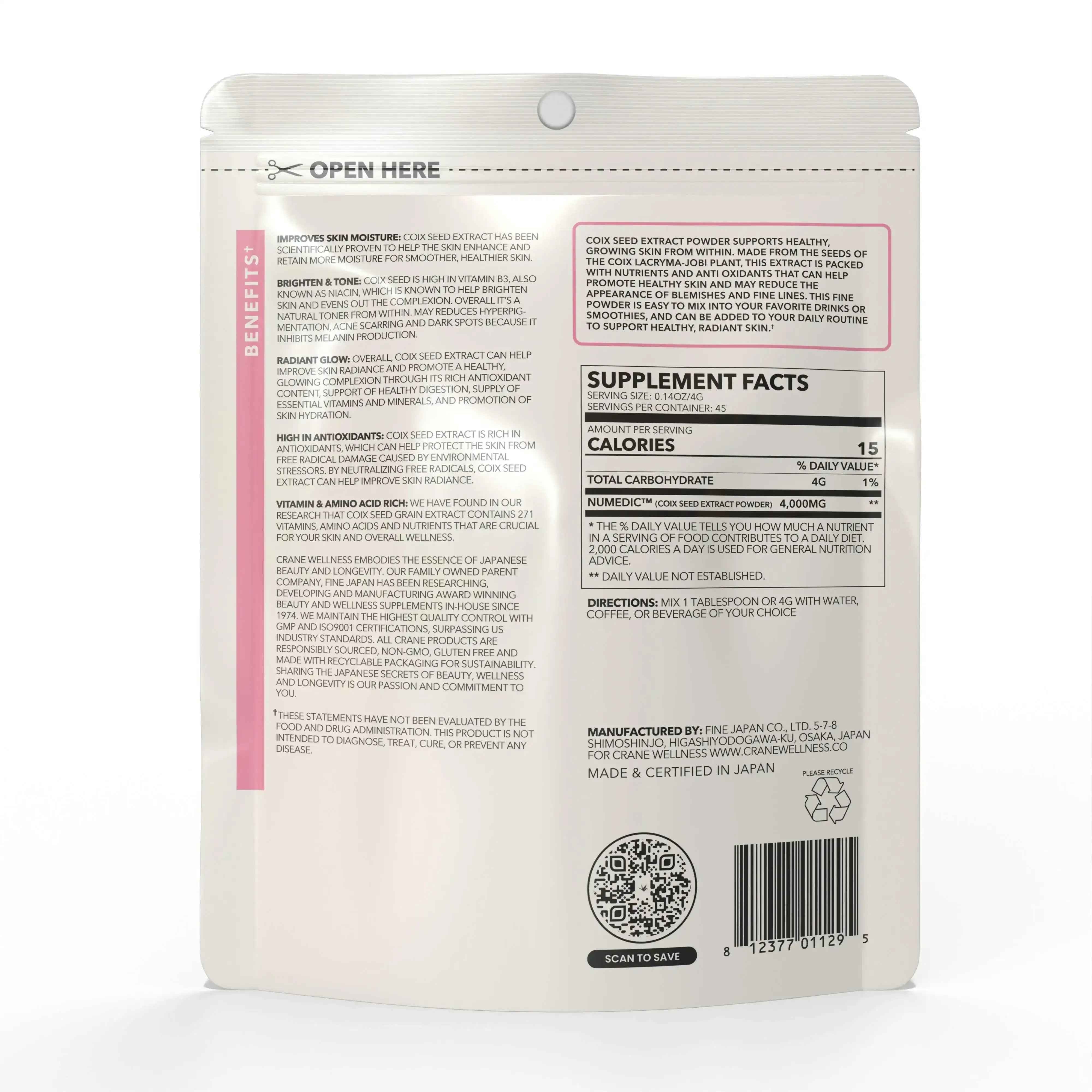 Tone and Glow Coix Seed Extract Powder