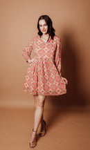 Floral Georgette V-Neck Mini Dress