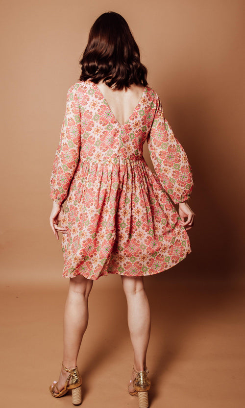 Floral Georgette V-Neck Mini Dress