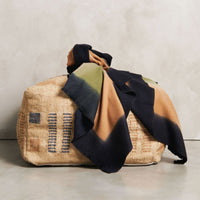 Wheat Geometrical Pattern Jute Cotton Handloom Pouf