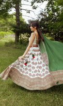 White Gold Embroidered Lehenga Set