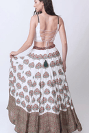 White Gold Embroidered Lehenga Set