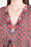 Yana Embroidered Ajrakh Kaftan Top