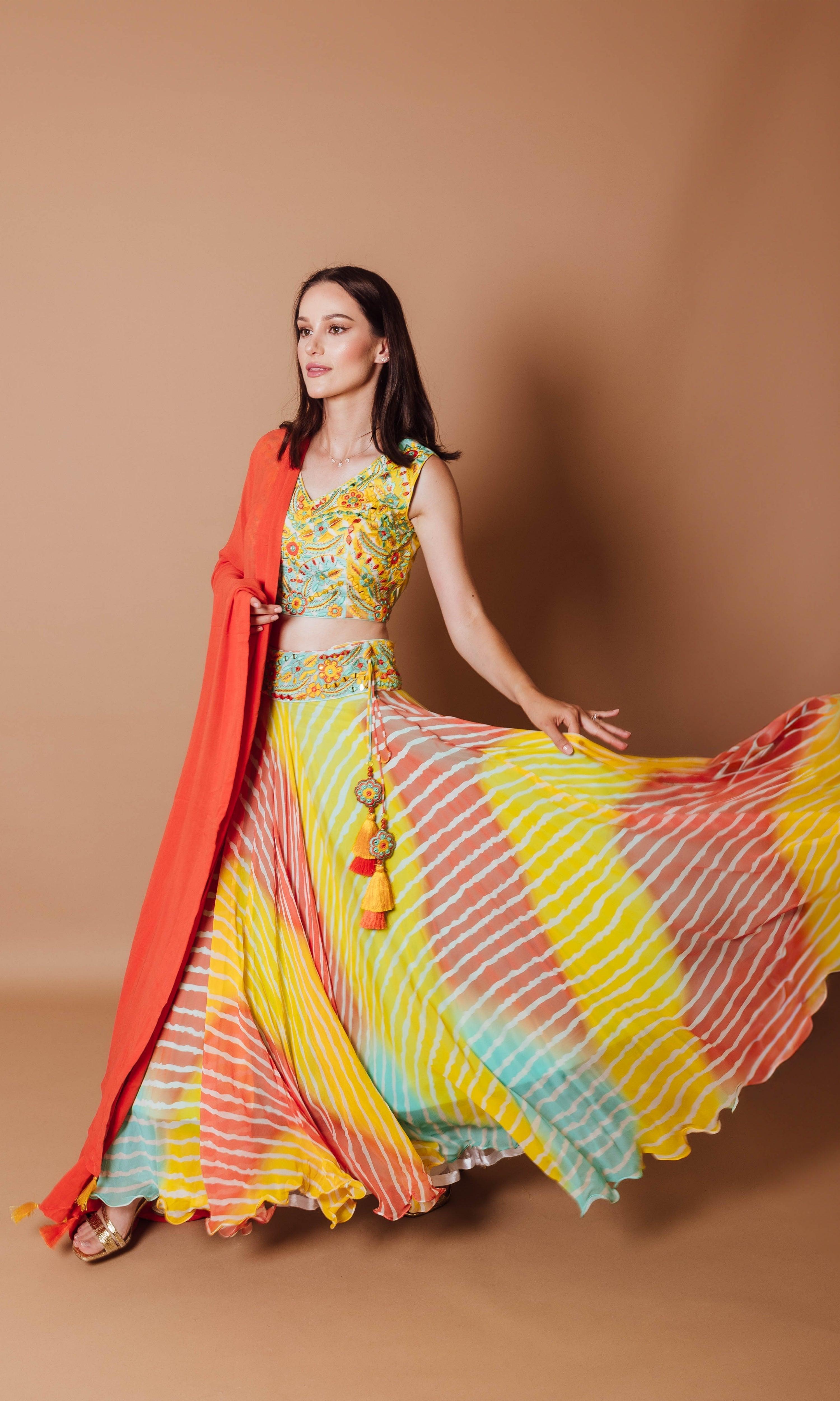 Yellow Lehenga Choli with Heavy Embroidery blouse and dupatta